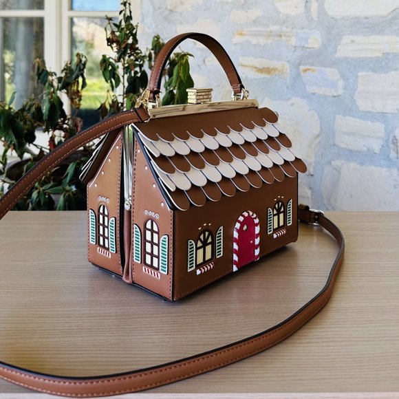 Kate Spade Gingerbread House Top Handle Crossbody Bag Christmas NWT Authentic - Picture 2 of 6